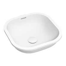 Sub 374mm Matte White Square Undermount Basin with Overflow